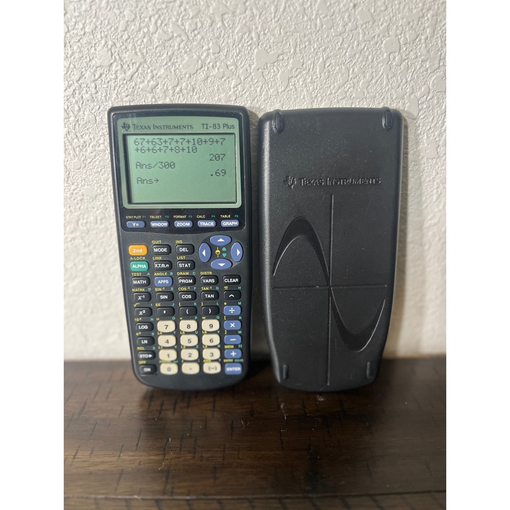 Texas Instruments TI-83 Plus Graphing Calculator Black with Cover Tested